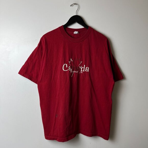 Canada Montreal T Shirt Vintage Y2K Adult Red Large L Embroidered Tee - Picture 8 of 12